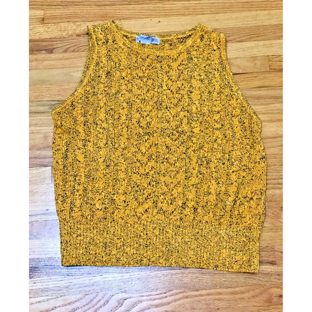 Vintage Sarah Taylor Vest Sweater Women's L Yellow Cable Knit Pullover‎ Vest